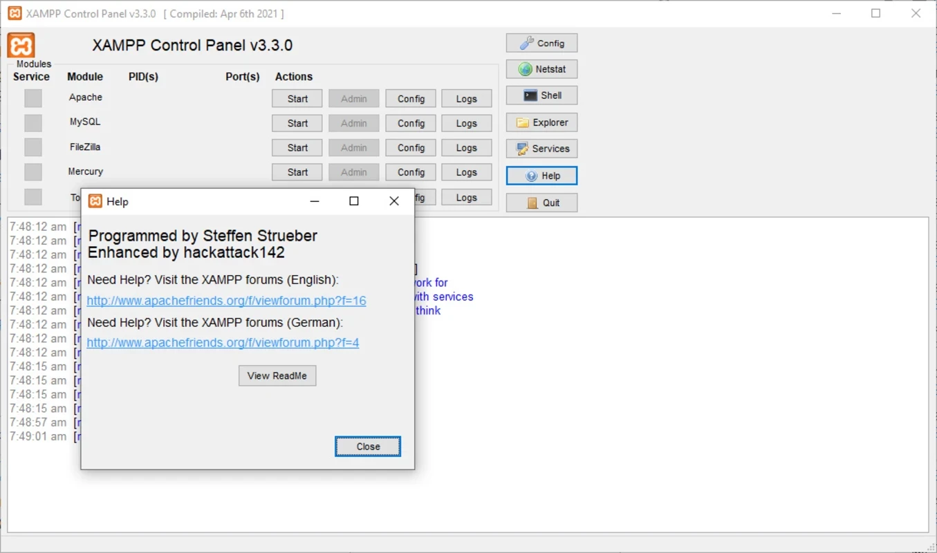 XAMPP — スクリーンショット 2