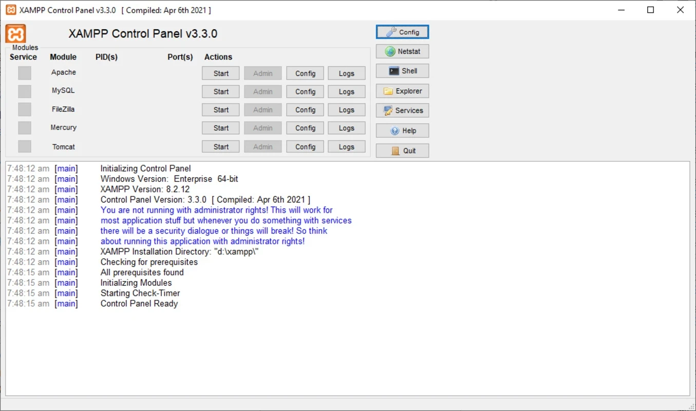 XAMPP — スクリーンショット 5